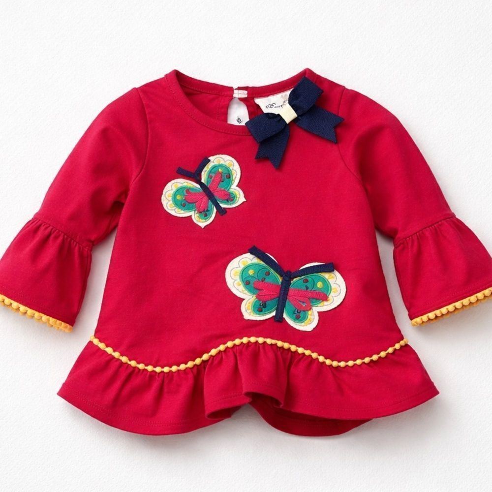 Rare Editions fuchsia pink butterfly appliqué top size 3-6 months